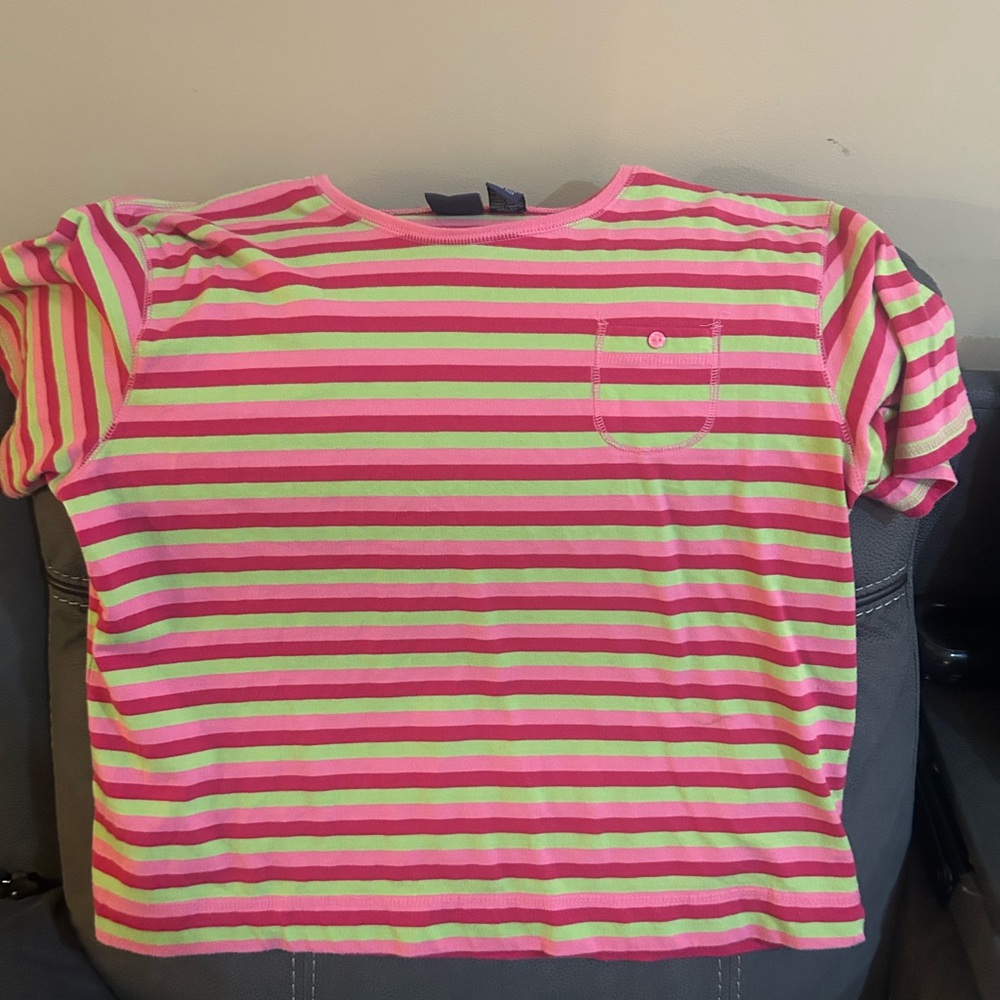 Striped Pink and Green Kids T-Shirt
